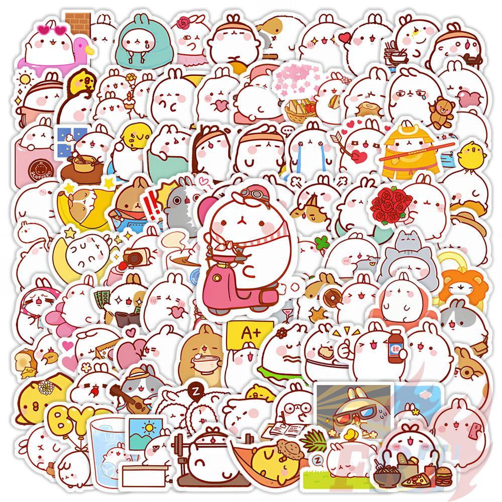 135Pcs/Set Molang Mini Diary Manual Stickers DIY Scrapbooks Album Decor Decals Stickers