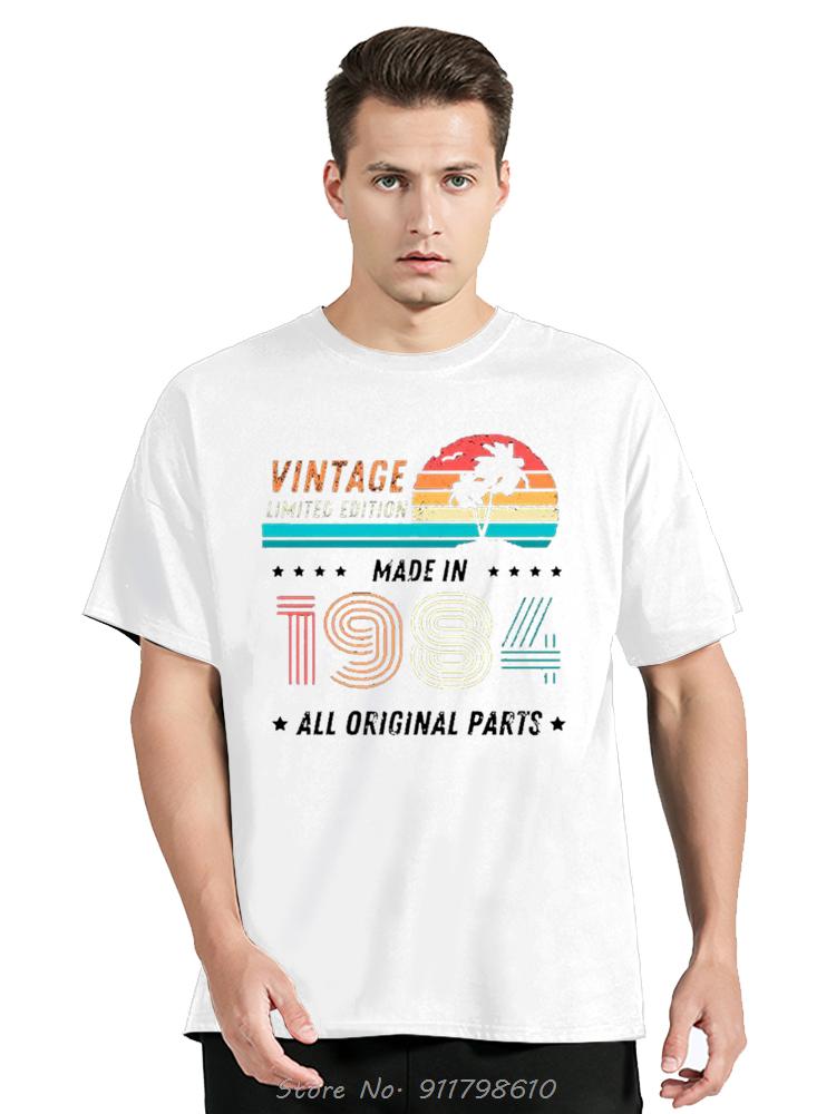 Vintage 1984 Birthday Cotton T Shirts for Oversized Short Sleeve Clothing Retro T-shirt Born in 1984 Clothes for Men Tops Tees