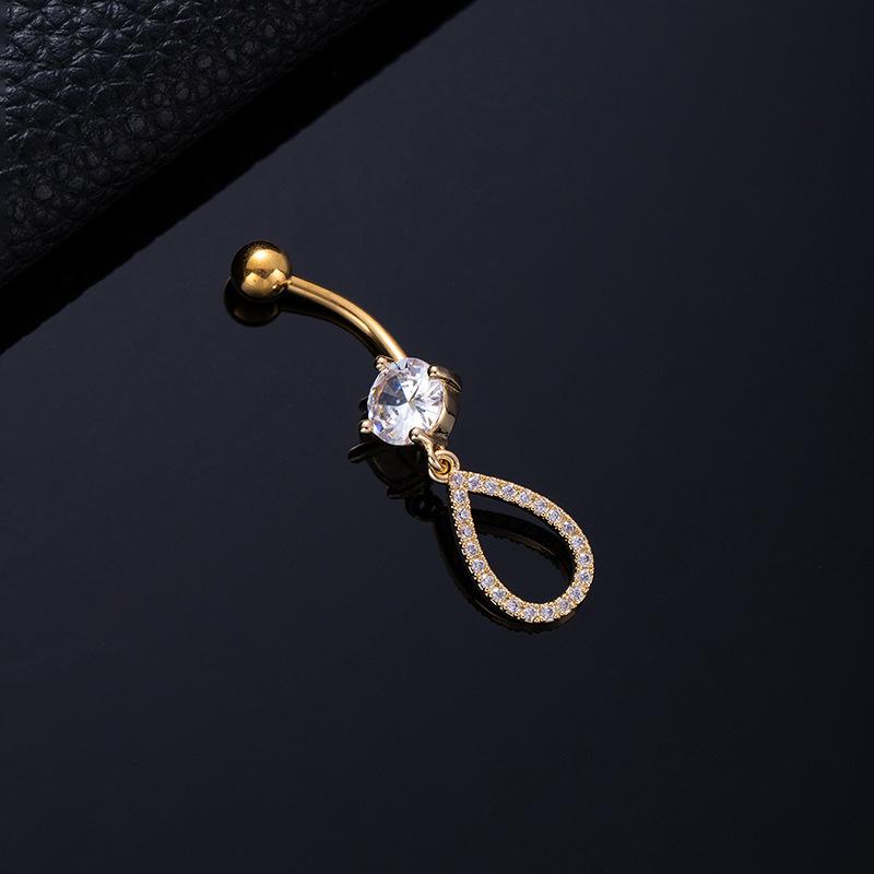 Colored Zircon Spiral Navel Nail Wind Star Moon Navel Ring Pierced Tassel Navel Buckle