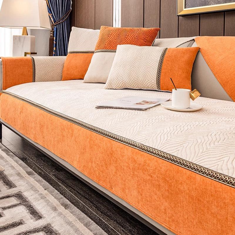 

Light Luxury Chenille Jacquard Sofa Cushion All-Inclusive Universal Cover New Non-Slip Seat Cushion Anti-Cat Scratch Cover 70*70cm