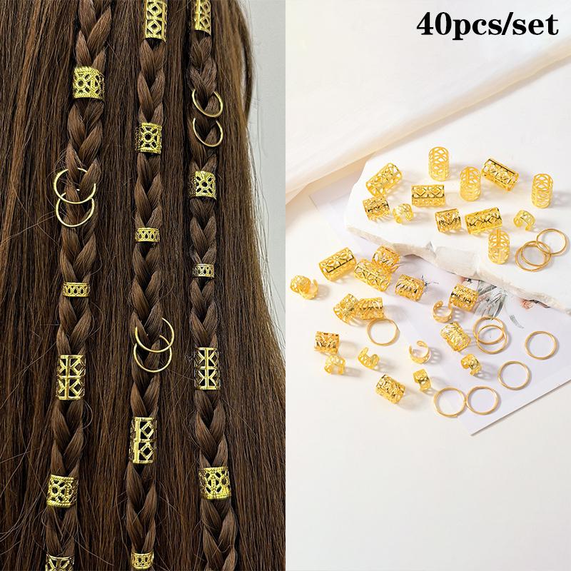1Set Dreadlock Hair Rings Hair Jewelry Cuffs Clip Hair Braids Dirty Braids Bead Hippie Hairpin Accessories Headwear For Women