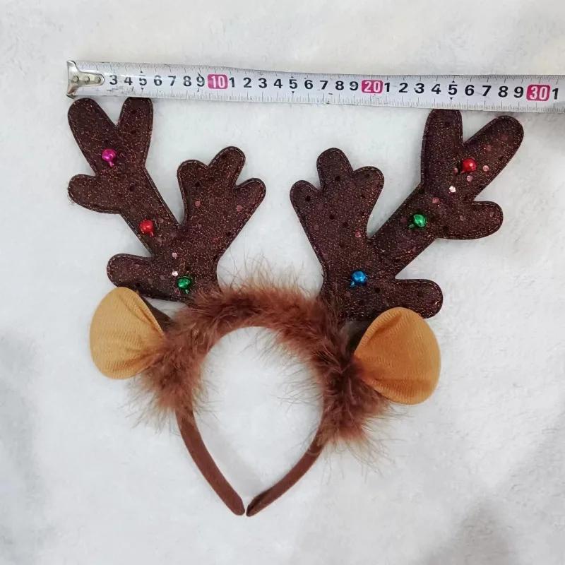 

Christmas Dog Cat Reindeer Headbands Stylish Quality LED Deer Headwear Pet Hats Christmas Party Favors коричневый