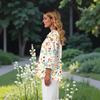 Women's V-neck 3/4 Sleeve Printed Cardigan