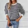 Women Casual Oversized Knitted Mock Neck Long Sleeve Loose Fit Pullover Sweater Print Colorblock Fall Winter Fashion