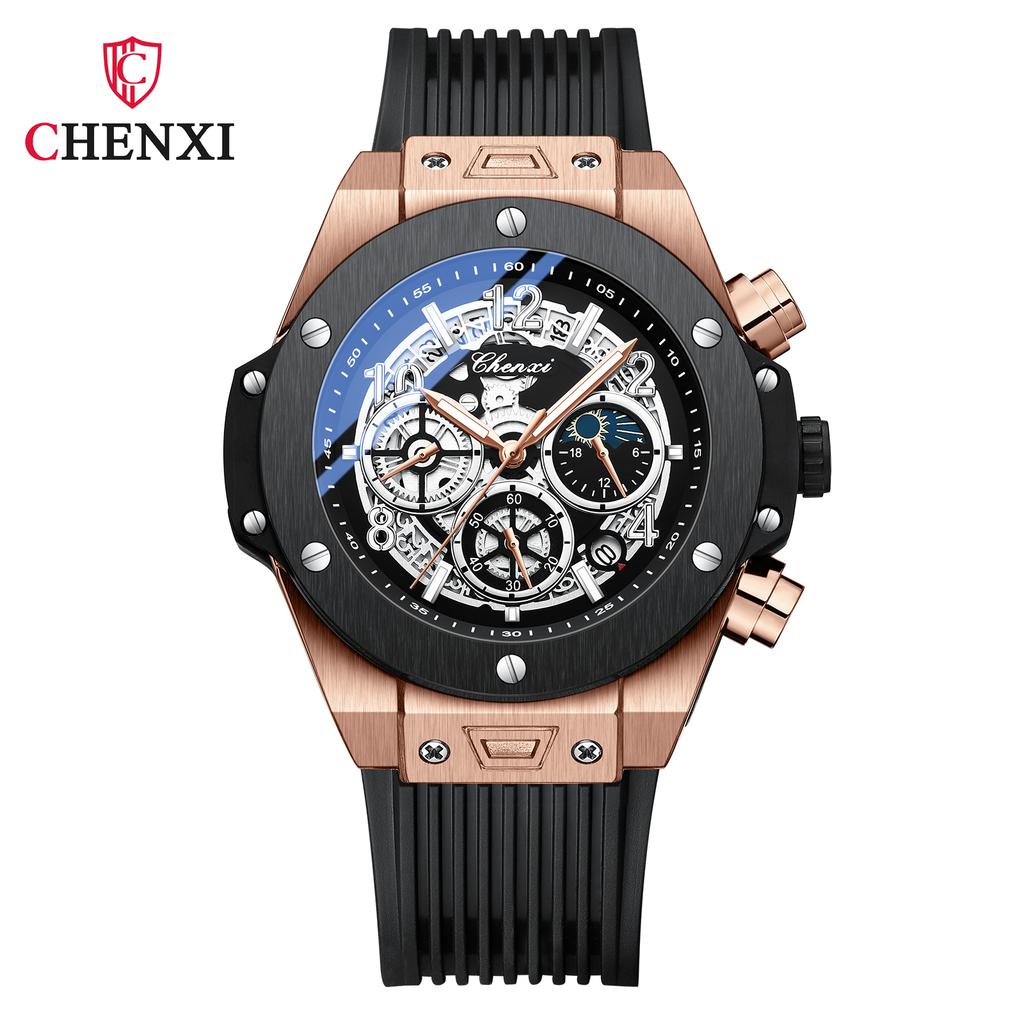 Men's Wrist Watch Waterproof Luminous Chronograph Calendar Watch Sports Quartz Wristwatches Silicone Band