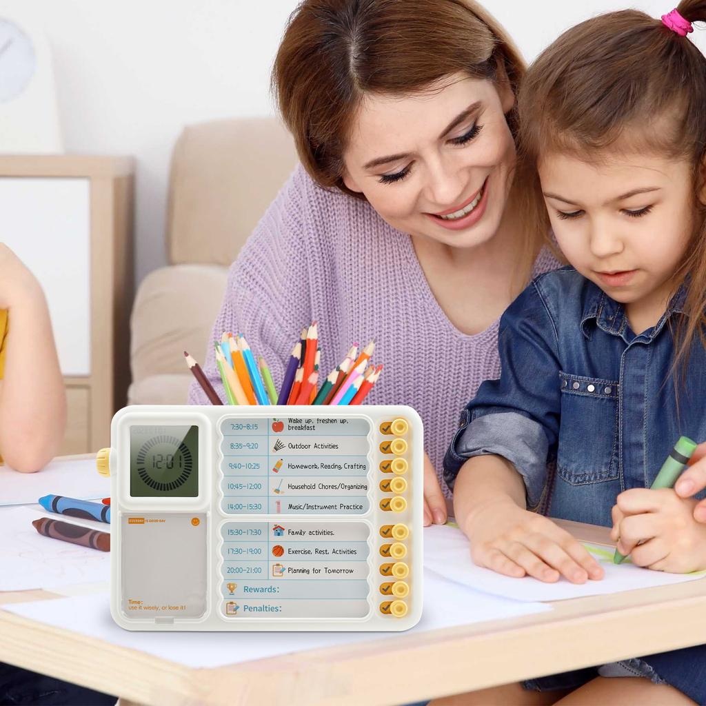Visual Timer with Planning Board for Kids/Adults Silent Visual Timer with Chore Chart Board Time Management Tool for Home School
