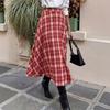 Women's Vintage Plaid High-Waist A-Line Casual Midi Skirt