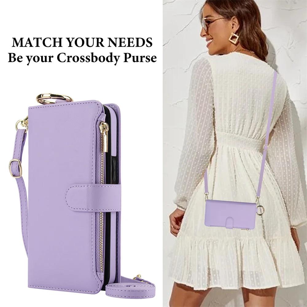 Crossbody Wallet Phone Case for Samsung Galaxy S23 S21 FE S25 S24 S22 Plus Note 20 Ultra A16 A14 A15 A52 A52S A53 A54 A55 5G