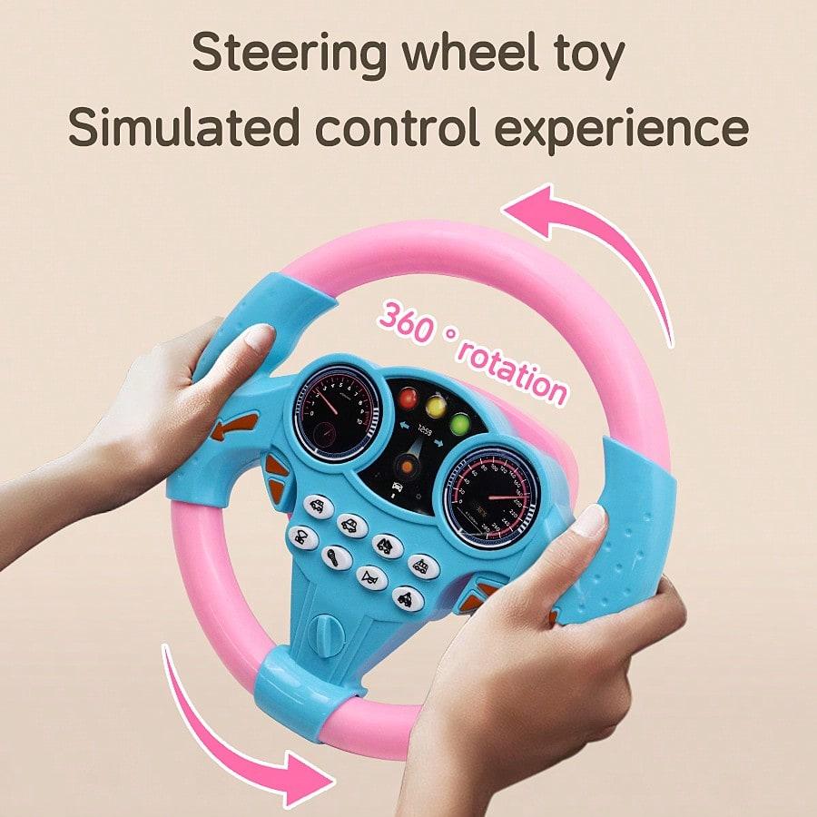 1pc Kids Simulated Driving Controller, Interactive Car Steering Wheel Toy, Educational Activity Gift, ABS Resin, Assorted Colors,No Batteries Included