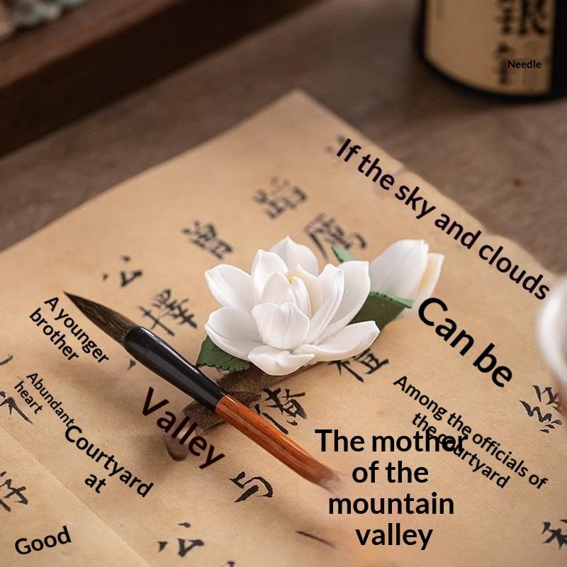Ceramics Pear Blossoms Incense Holder Chinese Style White Flower Shape Incense Stick Stand For Home Desktop Decor