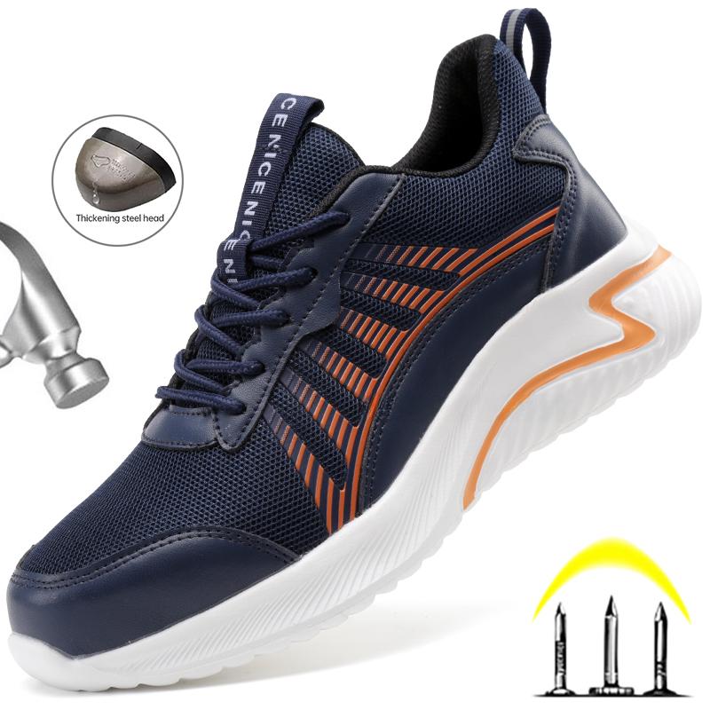 Men Sport Safety Shoes Women Breathable Work Sneakers Anti-Smash Steel Toe Work Shoes Men Lightweight Indestructible Shoes Male