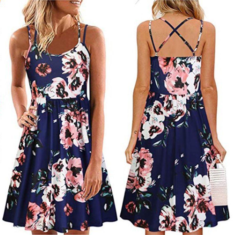 Elegant Women's Summer Sleeveless Floral Beach Dress Perfect For Holiday Occasions Size S-5xl