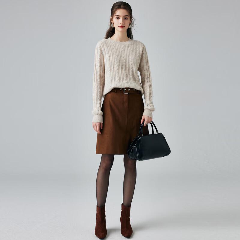 Women's 6.2G Round Neck Pure Cashmere Cable Knit Sweater