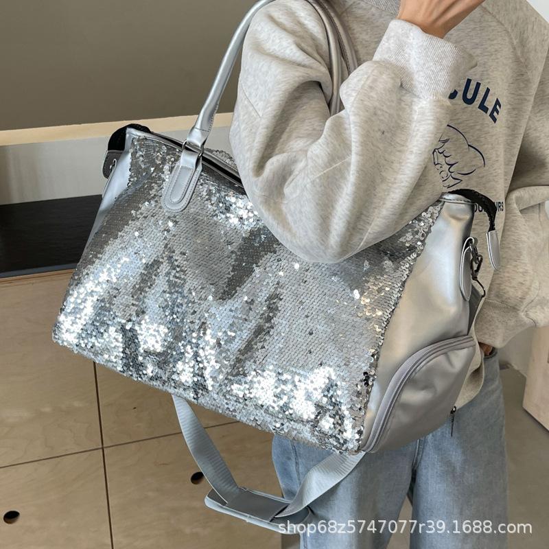 Large Capacity Short-distance Travel Bag, Casual Business Trip, Light Portable Duffel Bag, Sequined Travel Bag, Fitness Bag