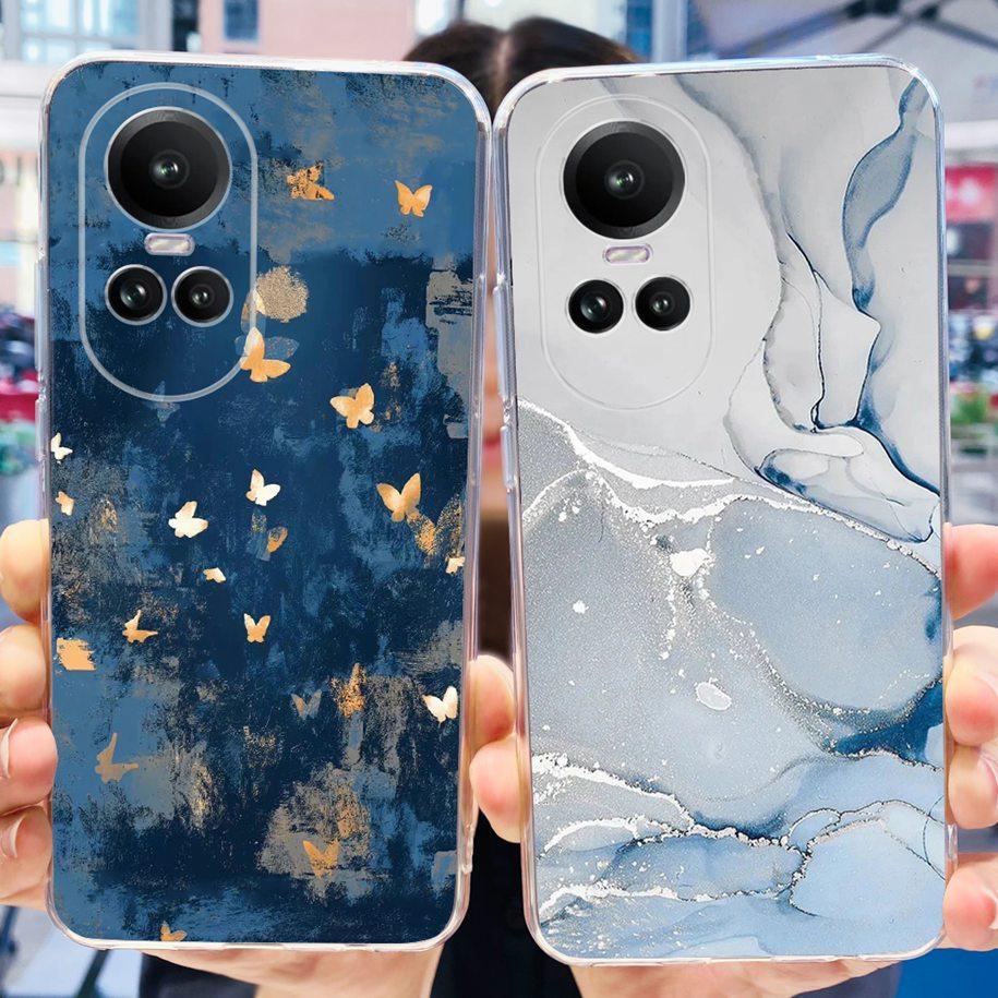 For Oppo Reno 10 Pro 5G Case Reno 10 Phone Case Fashion Flower Cartoon Clear Silicone Shockproof Cover For Reno10 Pro Plus Coque