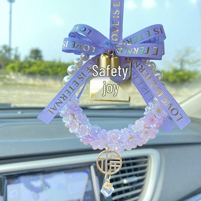 High-End Peace & Joy Feather Rearview Mirror Pendant
