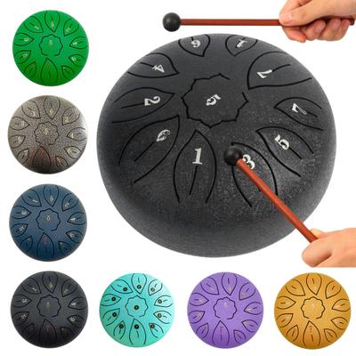6 İnç Çelik Dil Davulu Nota C Anahtarı Tokmaklar Nota Çıkartmaları 11 Meditasyon Yoga Ses Terapisi