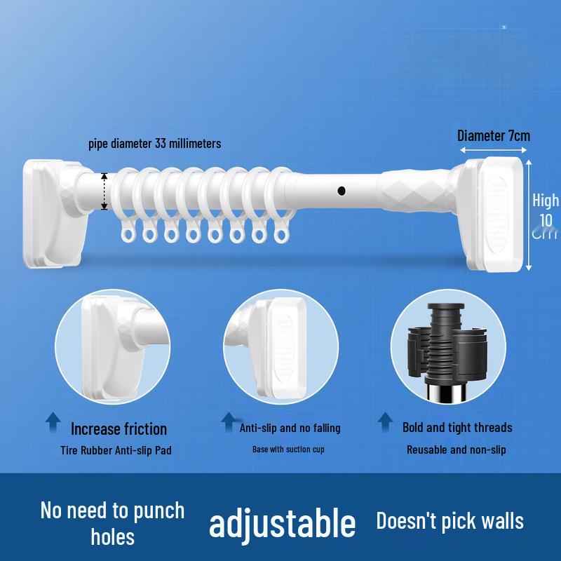 No-Drill Retractable Shower Curtain Rod