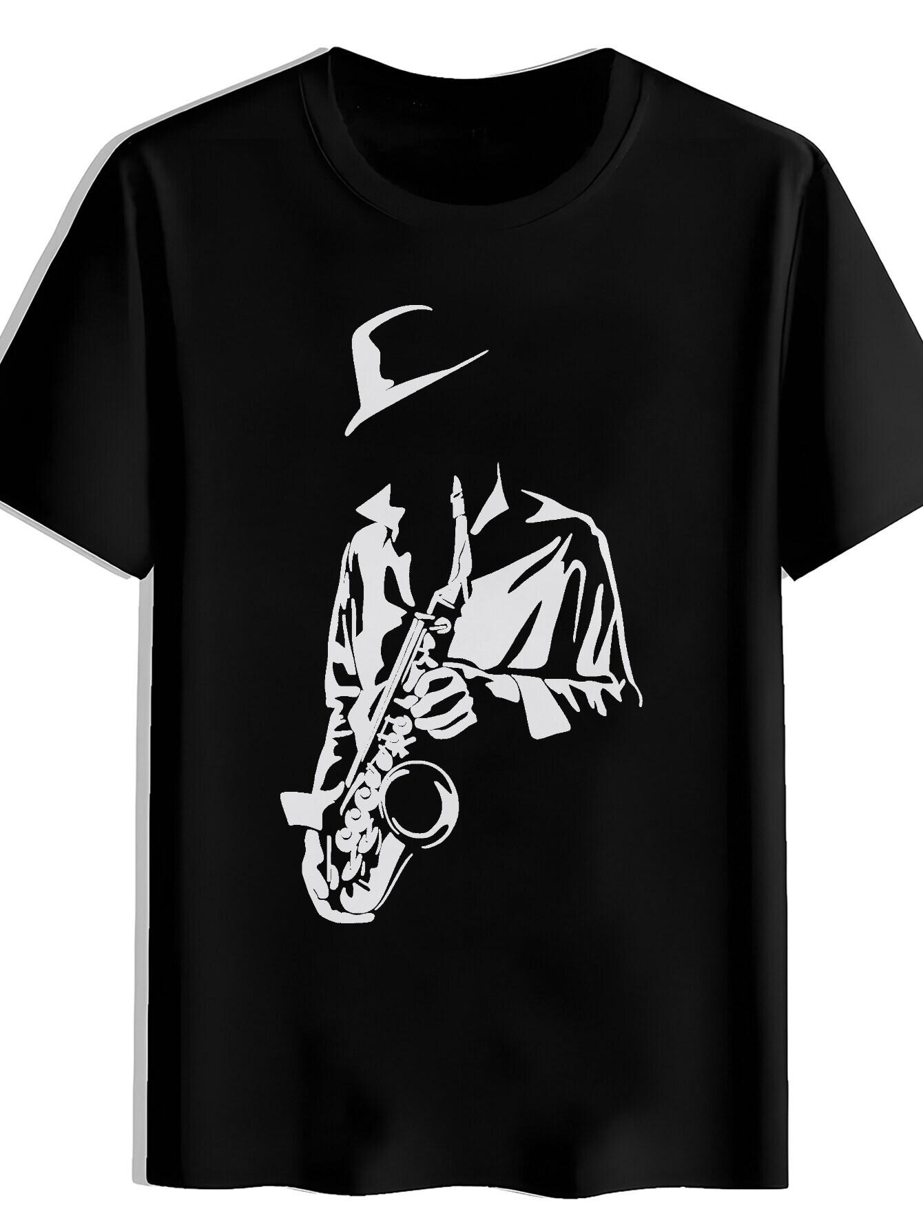 T-shirt A Stylish And Artistic Short-Sleeve with a Black Color And Trendy XL