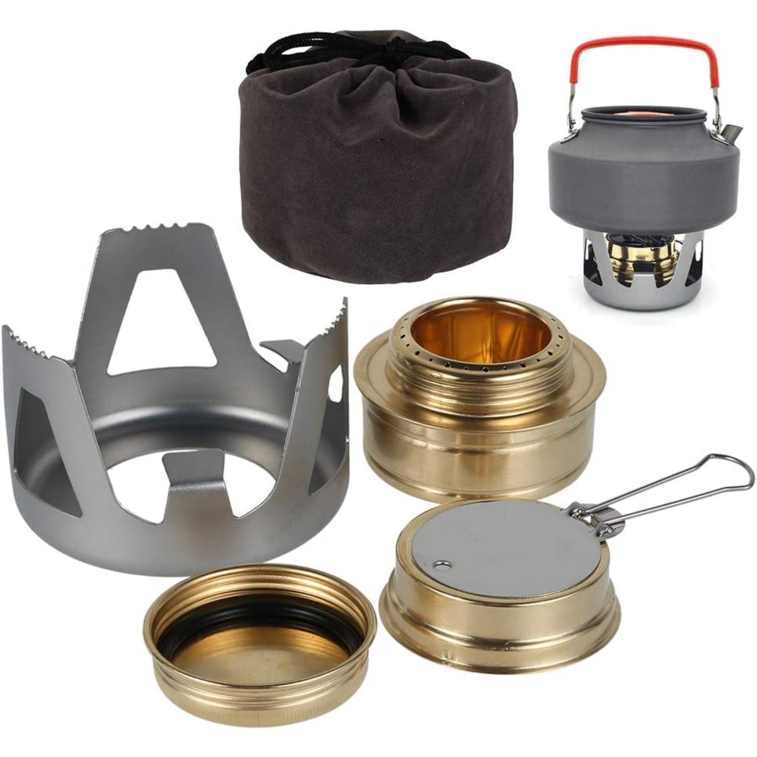 Mini Alcohol Burner, Ultralight Portable Aluminium Mini Copper Spirit Stove Camping Stove Alcohol Stove for Outdoor Camping Hiking BBQ Cooking Picnic серый
