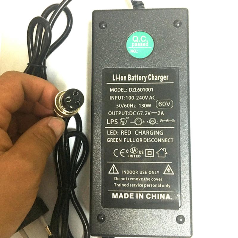 DC67.2V 2A Lithium Battery Charger For Wheelbarrow Self Balancing Skateboard 60V 10AH 12AH With GX12 12mm Aviation Connector EU
