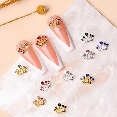 10Pcs Golden Crown Rhinestone Nail Art Charms Dazzling Ins Style Manicure Craft Accessories for Nails Jewelry