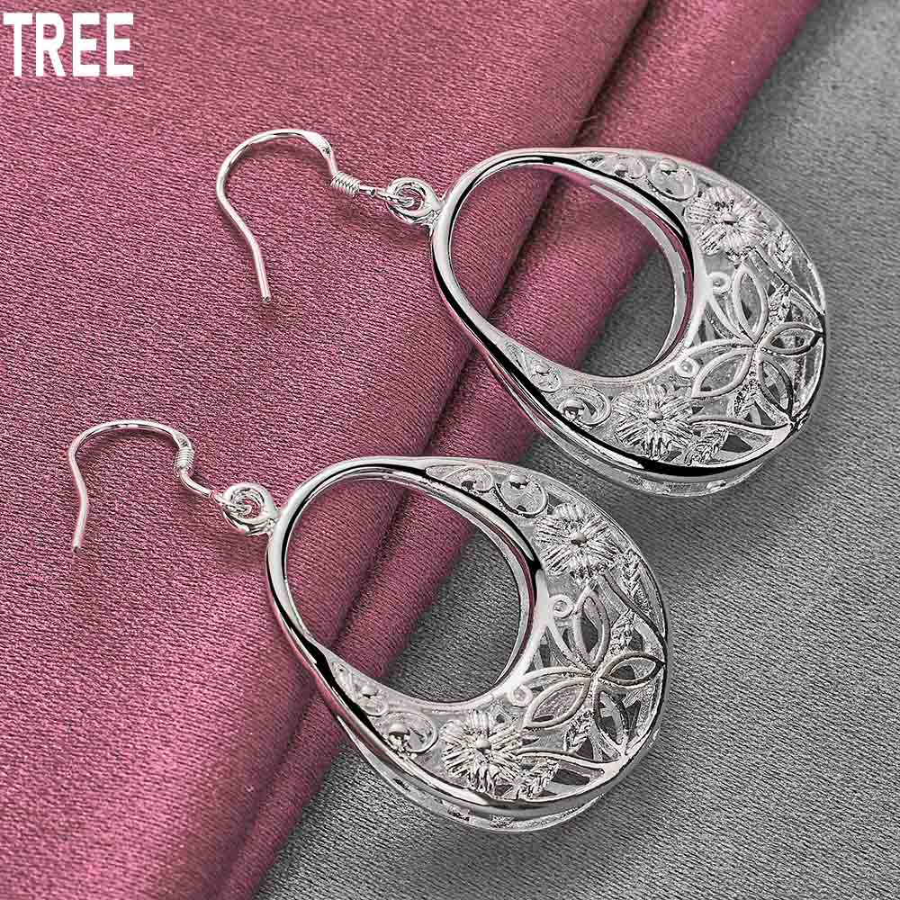 925 Sterling Silver Charm Butterfly Hollow Drop Earrings Charm Fashion Jewelry