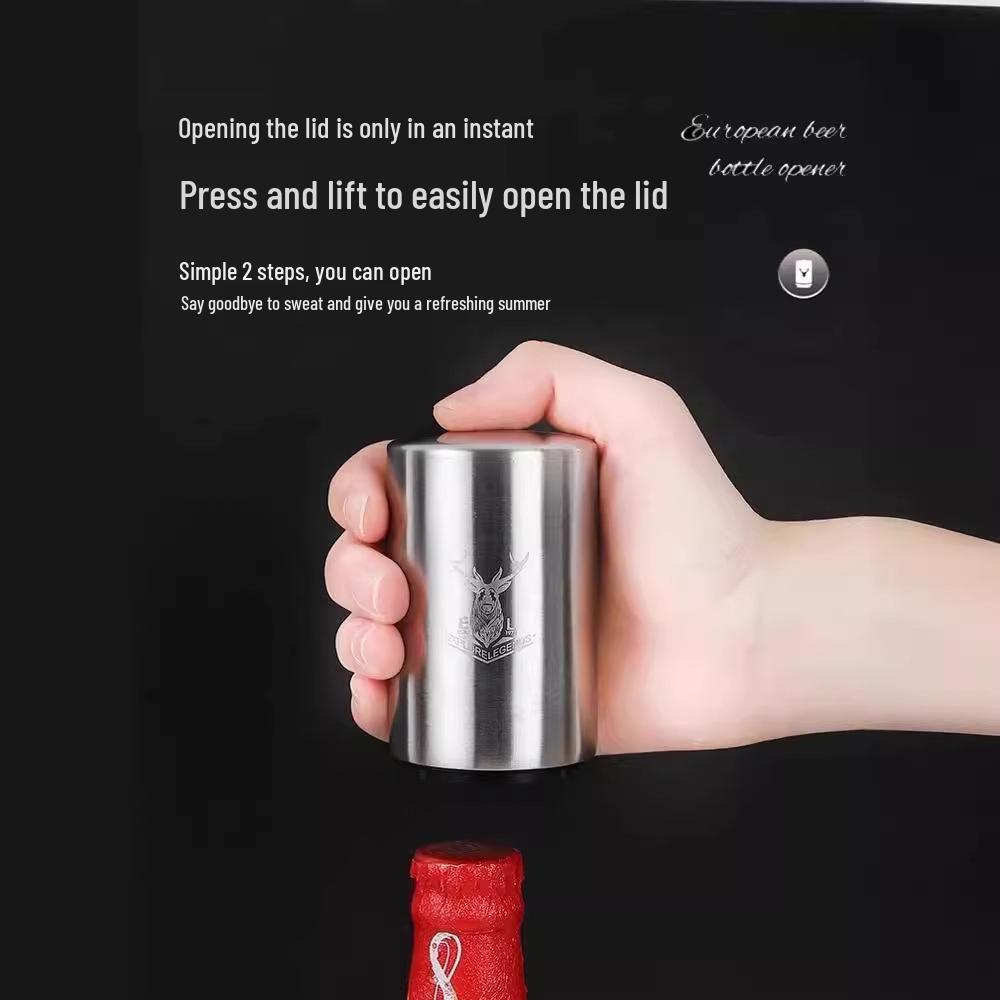Kreativer Automatischer Bierflaschenöffner aus Edelstahl mit Druckmechanismus