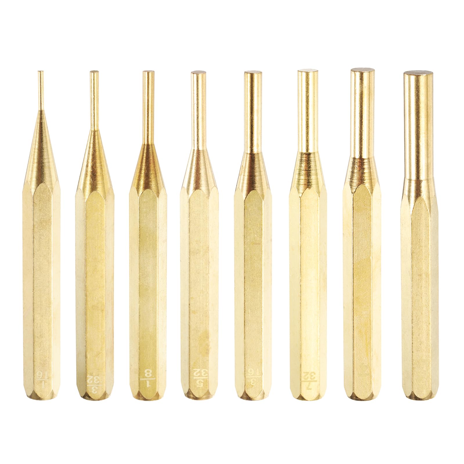 

uxcell Brass Punch Set Drive Pin Punch Cylindrical Alignment Punch for Watch Repair Jewelry Crafts 1/16 3/32 1/8 5/32 3/16 7/32 1/4 5/16 золотистий