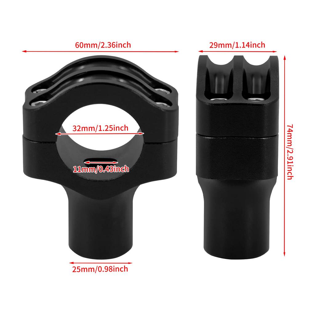 HDBUBALUS Motorcycle Handlebar Riser Universal Motorcycle Handlebar Riser 1.25" Handlebar Mount Bracket Clamp Adapter