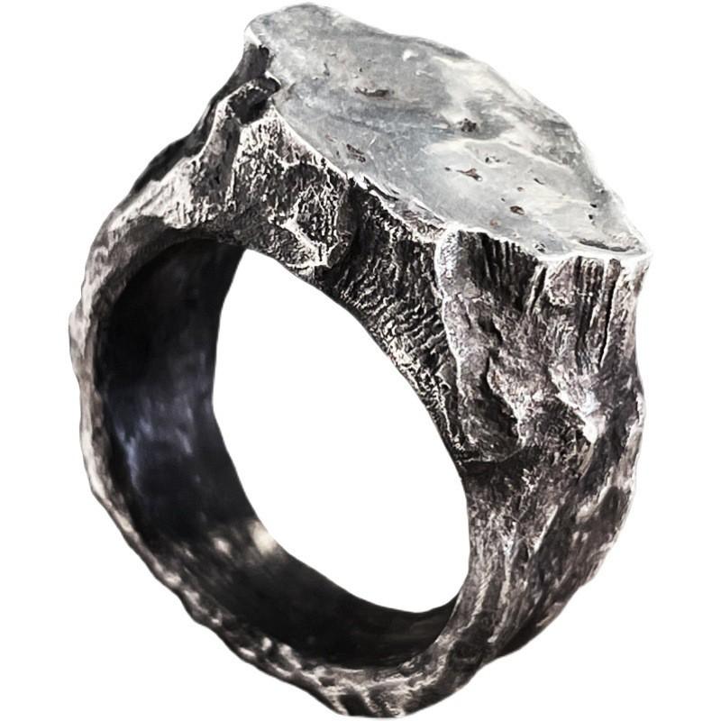 Handcrafted Adjustable Open Ring Mens Vintage Rock Style Copper Plated Geometric Statement Unisex