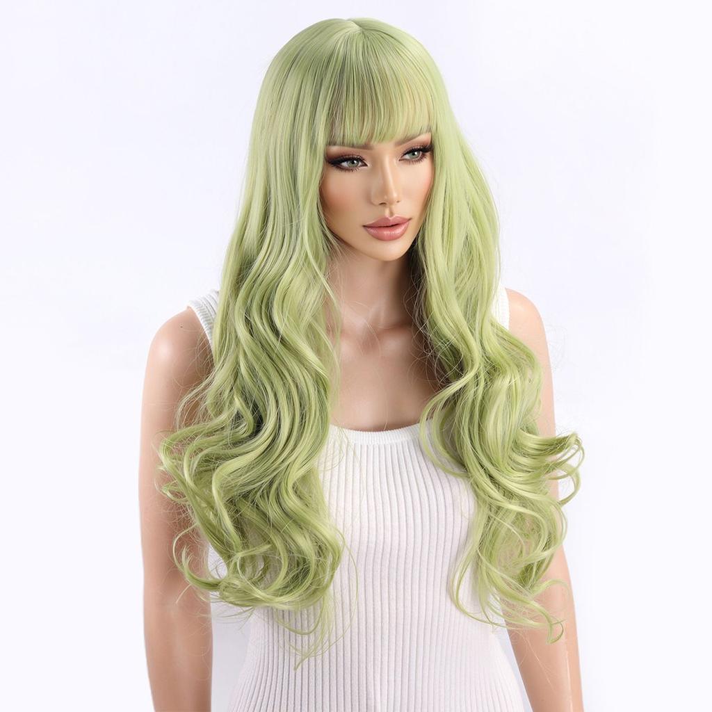 Fashionable Anime-Style Colored Wig: Women's Green Harajuku-Style Cosplay Wig