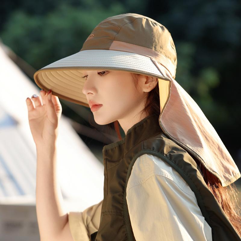 

Alphabet Hiking Cap Children Outdoor Uv Protection Sun Hat Neck Protection Shawl Hat Windproof Fishing Bucket Hat One Size