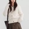 New twist woven single-breasted round neck simple temperament long-sleeved knitted cardigan women's knitted jacket