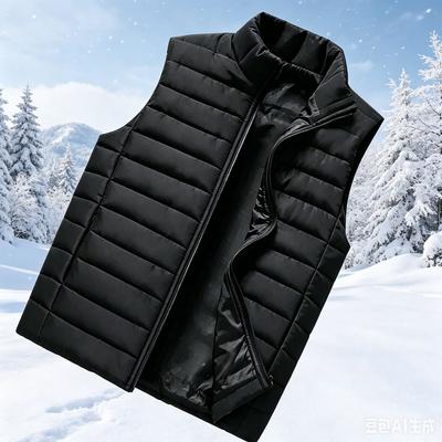 Heren mouwloze vest jassen wintermode heren katoenen gevoerde vest jassen heren staande kraag warme vesten kleding