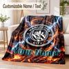 Custom Text Flannel Blanket Manchester City Print Warm Cozy Blanket Home Sofa Bedding