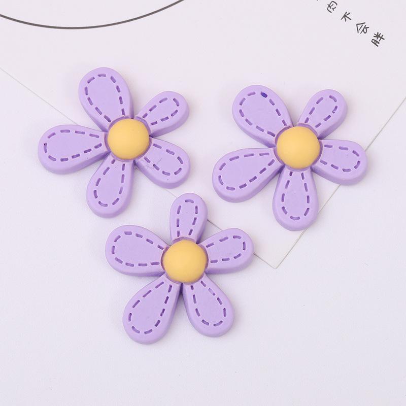 DIY Resin Five-Petal Flower Accessories for Hair and Phone Case Decoration 25x29mm