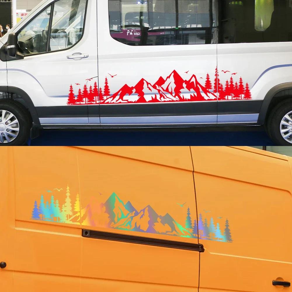Car Sticker Van Camper Vinyl Decal Mountain Forest Decoration For Truck Camper RV Bus Caravan Body Auto Tuning Decor Accessories