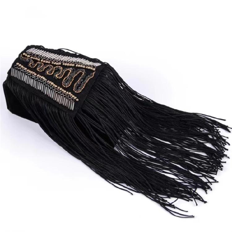 Eye Catching Tassels Epaulets with Bead Decors Stage Suit Shoulder Epaulettes for Shirt and Jackets Women Men Unisex