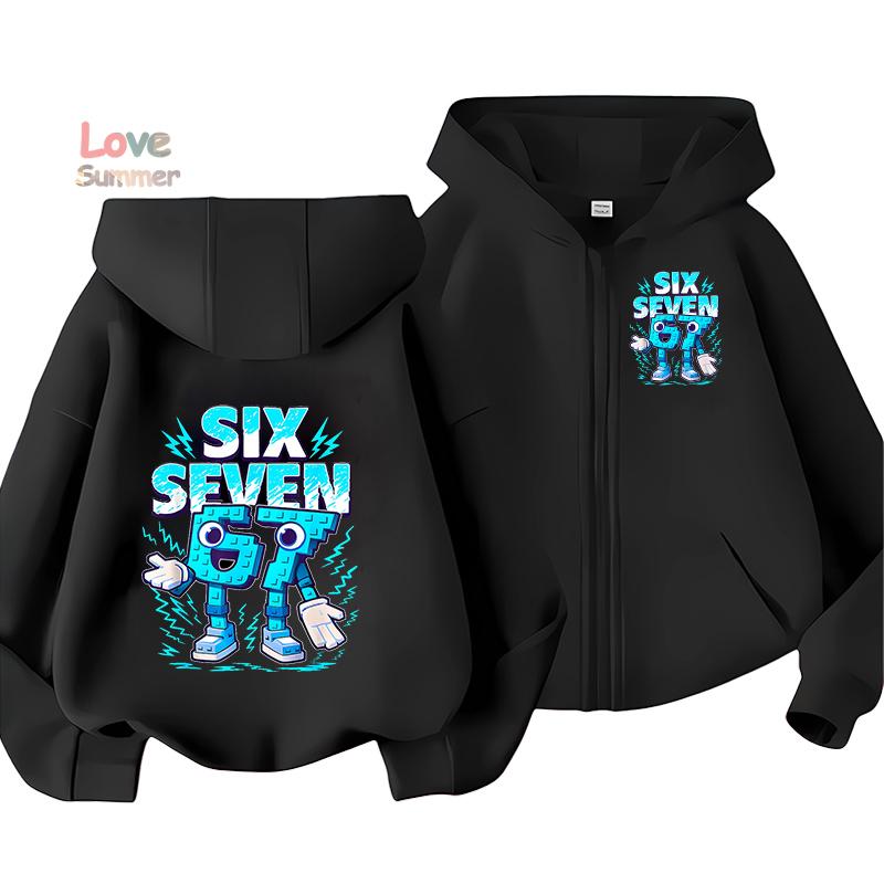 67 Hoodie Jacket Zip Up Hoodie Six Seven Italian Brainrot Steal Hooded Spring Coat for Kids Casual Thin Top Coat Kid Clothing Gift