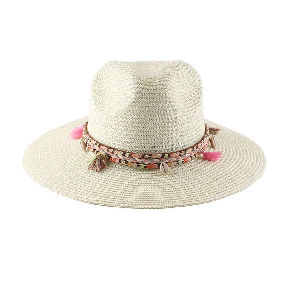 Women Panama Hat Summer Sun UV Protection Wide Brim Beach Travel Outdoor Fashion Adjustable Breathable