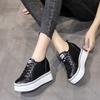 Comemore Internal High Vulcanised Shoes Women Spring Autumn Thick Bottom Casual Single Shoes Lace Up Black White Sneakers Women