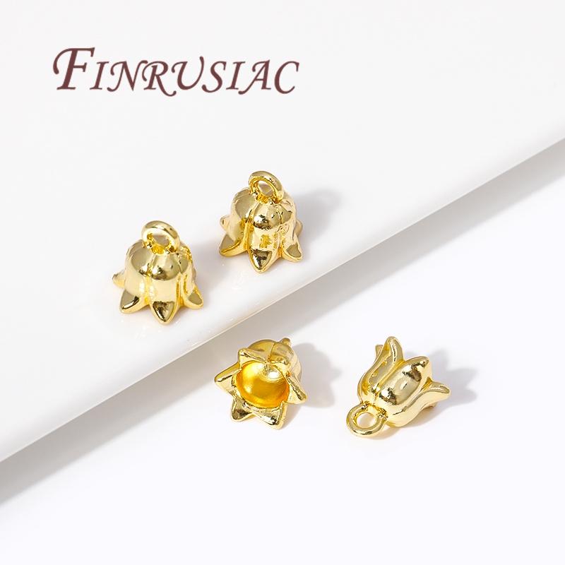18K Gold Plated Brass Flowers Charms For Jewelry,Pendants For Necklace Making Accessories,Handmade DIY Jewellery Materials