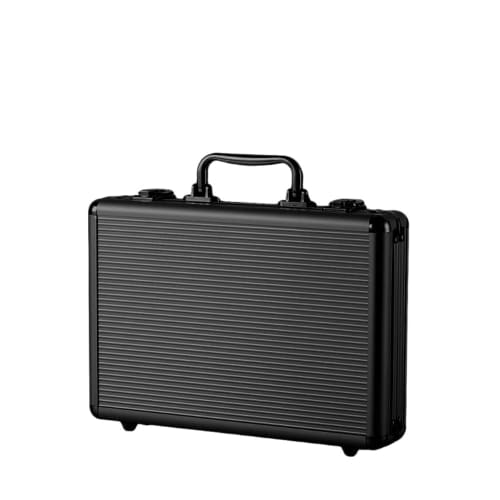Portable thick aluminum alloy briefcase with rounded corners (black)