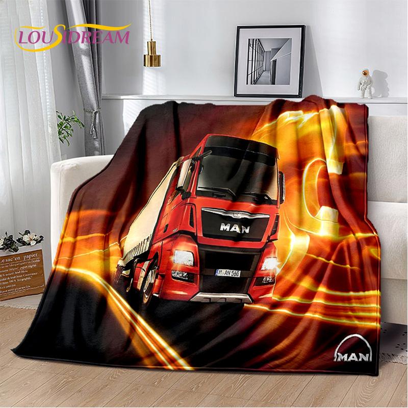 HD Man Truck Lorry 3D Printing Soft Flannel Blankets,Throw Blanket Comfortable Blanket for Picnic Beds Sofa Home Bedroom Gifts