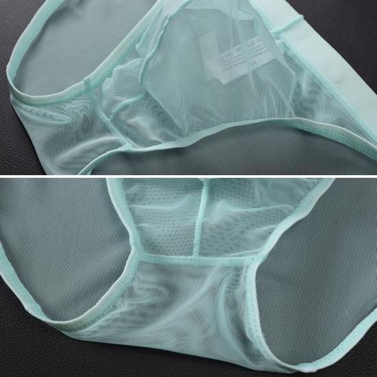 Men Seamless Ice Silk Briefs Low-rise Ultra-Thin See-through Panties Solid Color Quick Drying Underwear