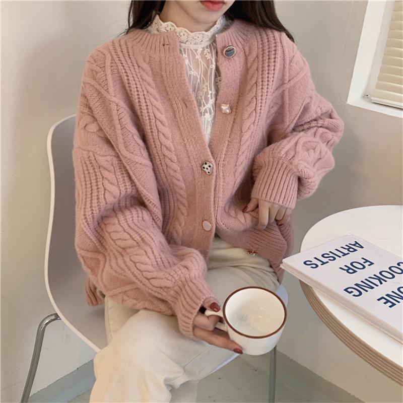 YYFS Women's Fashion Casual Fall Winter Solid Color Print Long Sleeve O-Neck Sweaters