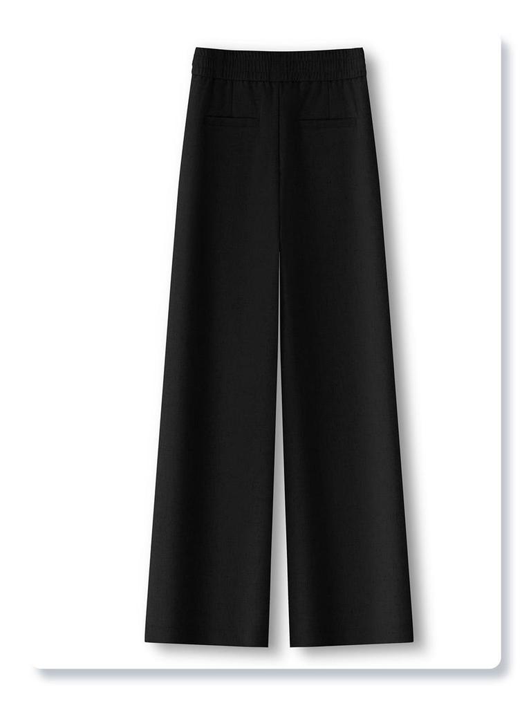 Women's Cotton Linen Wide-Leg Pants - 2025 Spring/Summer, Loose Fit, Slimming Drape, Elastic Waist, Casual Straight-Leg Trousers