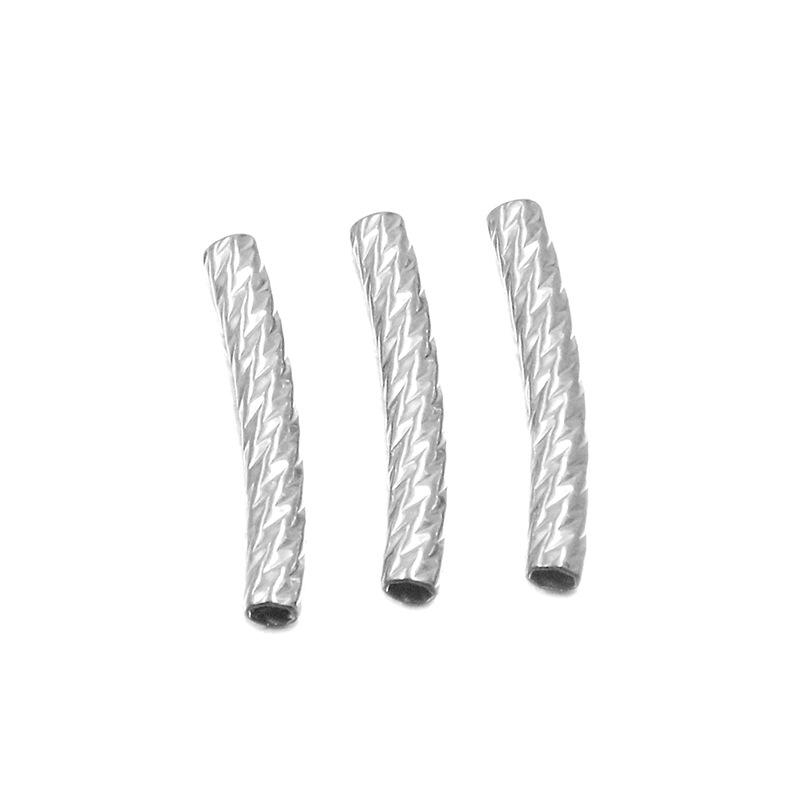 18K Gold Plated Stainless Steel Embossed Colorfast Faceted Tube Beads for DIY Jewelry
