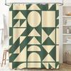Modern Geometric Shapes Rectangular Shower Curtain for Bathroom Decor Green Cream Abstract Design In Various Sizes